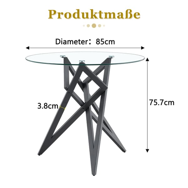 SONNENH Sofabord, Glas / Metal, Sort, 85 × 85 × 75,7 cm
