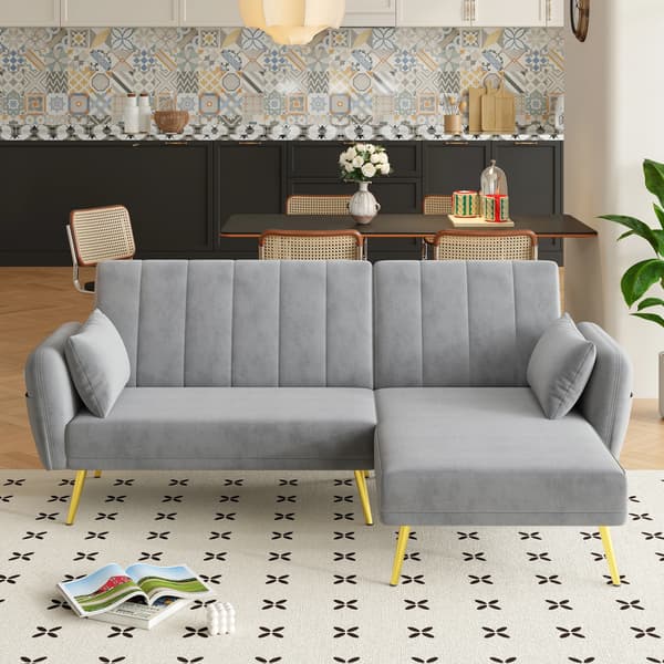 SONNENH Modern hopfällbar soffa, L-formad soffa, bäddsoffa med extra hörn, hörnsoffa med sovfunktion, lämplig för vardagsrum, sovrum, hemmabio