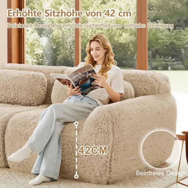 SONNENH Boneless Cloud Sofas, Soft Fluffy Plush Fabric, Modular Sofa Bed med 2 Ottomans, Två Seater Sofas, Monteringsfri, Bekväm soffa för vardagsrum