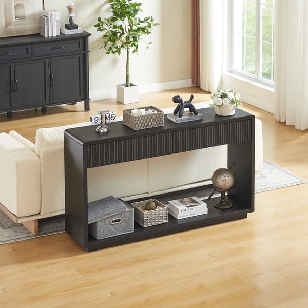 SONNENH Konsolbord, Spånplade, Sort, 150 × 35 × 85 cm