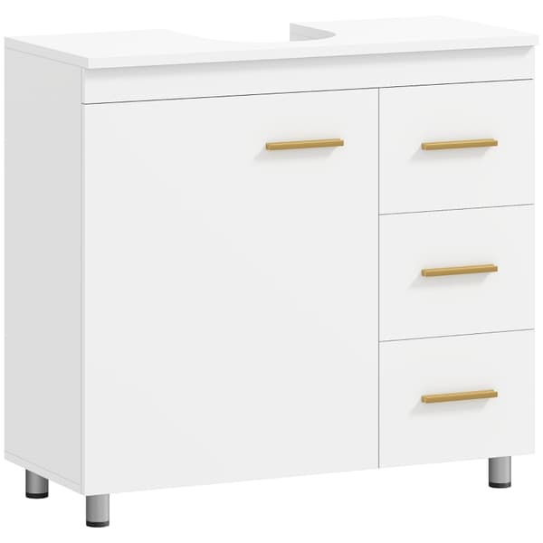 SONNENH Badeværelsesunderskab, 3-trins design, MDF, spånplade, hvid