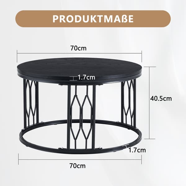 SONNENH Sofabord, MDF / Metal, Sort, 70 × 70 × 40,5 cm