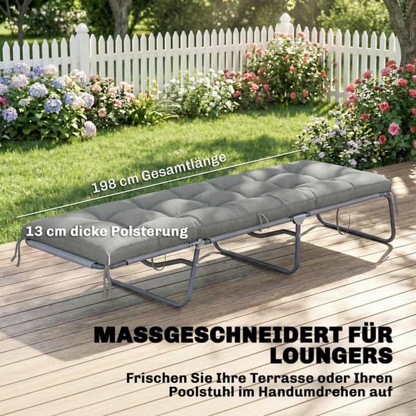 SONNENH Sittdyna, Polyester, Ljusgrå, 198 × 65 × 13 cm