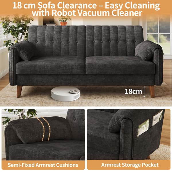 SONNENH 2-sitssoffa, Chenille, Mörkgrå, 161,5 × 79 × 83,5 cm