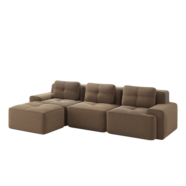 SONNENH Cloud Modular Sofa Boneless L Shaped Sofa, Modular Sofa med Ottoman, Modular Cloud Sofa, 3 Seater Corduroy Cloud Sofa för vardagsrum