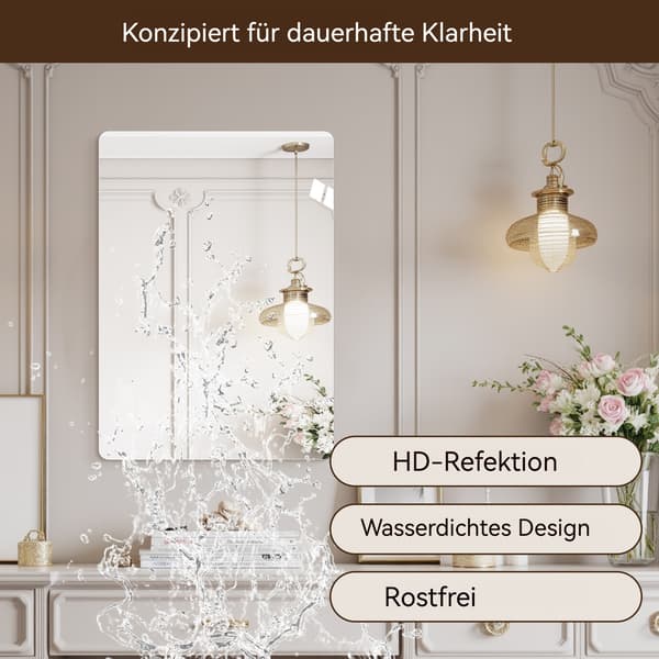 SONNENH 60*80CM Ramlöst väggspegel – HD kopparfri badrumsspegel, modern sminkspegel / sovrum / hall