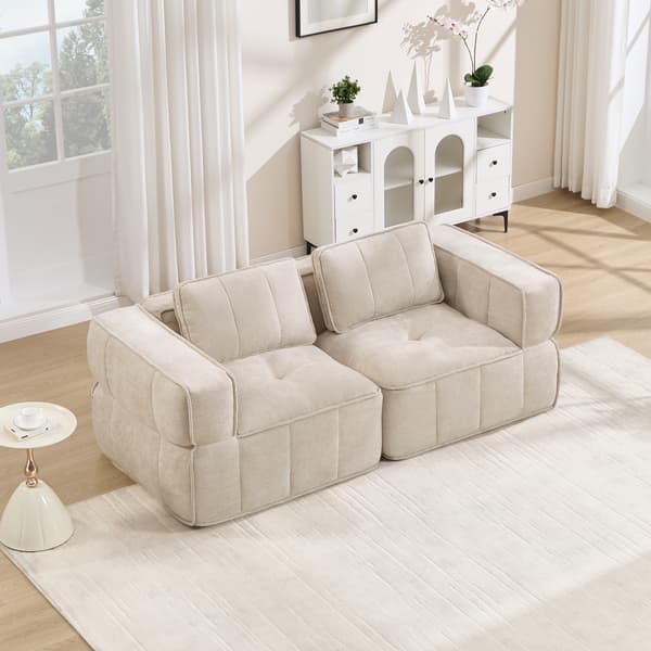 SONNENH 2-sitssoffa, Polyester, Beige, 198 × 93 × 67 cm