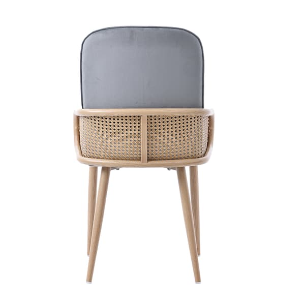 SONNENH Sammet Matstol, Set om 4, Rattandesign, Vardagsrum, Sovrum, Med fyra metallben (träeffekt), Grå