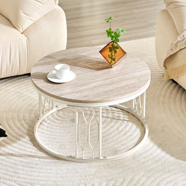 SONNENH Soffbord, MDF / Metall, Vit, 70 × 70 × 40,5 cm