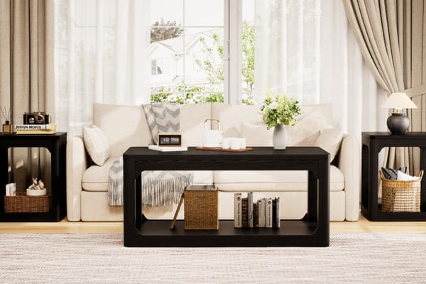 SONNENH Sidebord – sæt med 2, MDF, Sort, 50 × 40 × 60 cm