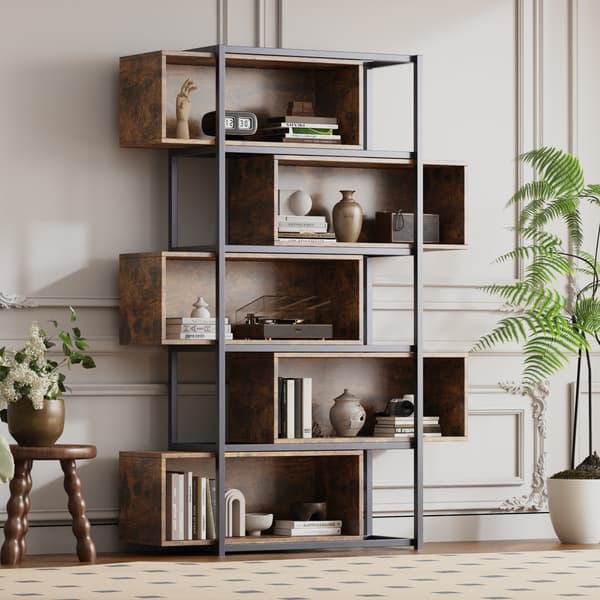 SONNENH Reol, MDF, Sort / Brun, 121 × 35 × 176 cm