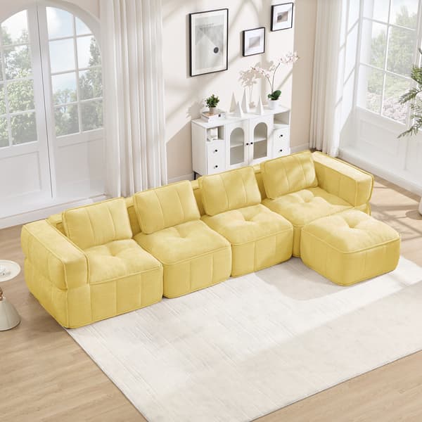 SONNENH Hjørnesofa, Polyester, Gul, 344 × 162 × 67 cm