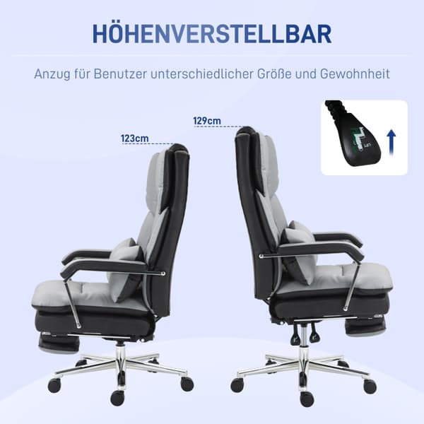 SONNENH Kontorstol, ergonomisk, justerbar, 63x71x123-129 cm, lysegrå/sort
