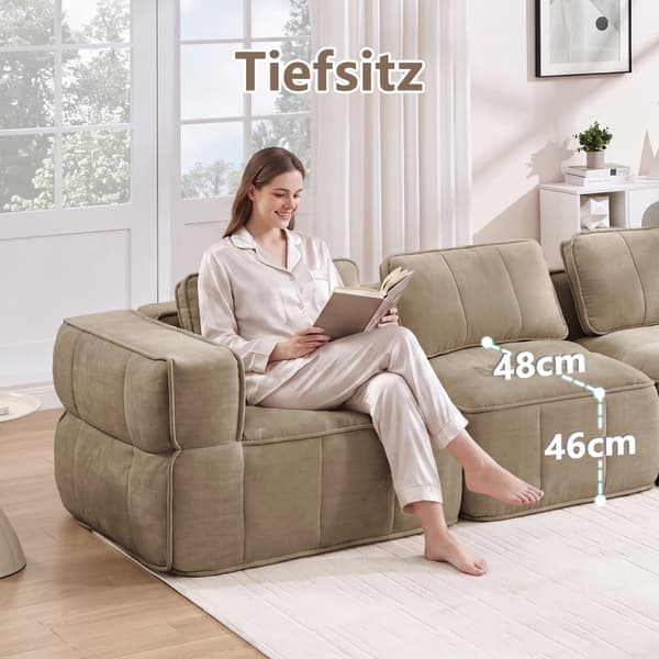 SONNENH 2-sitssoffa, Polyester, Sandfärgad, 198 × 162 × 67 cm