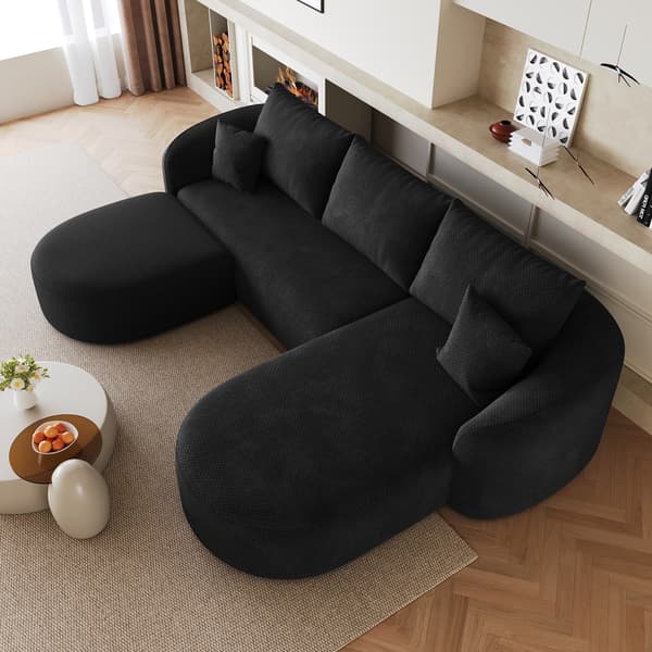 SONNENH 266 cm U- formet hjørne sofa, svamp kompression sofaer, udbenet modulær sofa, kompression sofaer til stue, soveværelse, lejlighed