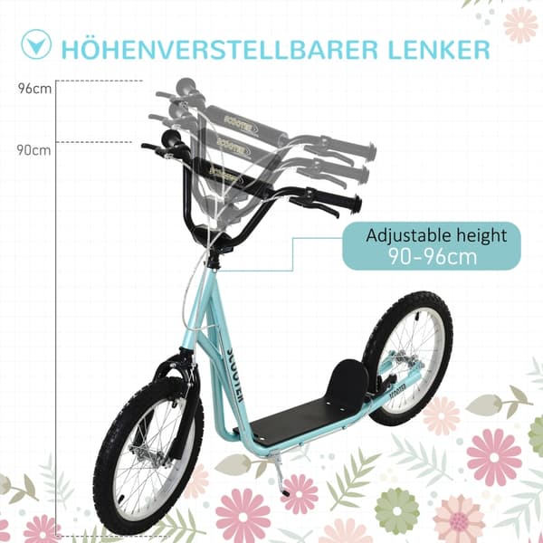 SONNENH Barnscooter med broms, höjdjusterbar, lätt, ljusblå