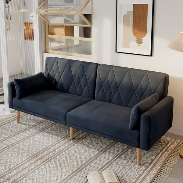SONNENH Liten soffa, tvåsitssoffa, bäddsoffa, bäddsoffa med sovfunktion, bäddsoffa av sammetstyg, lämplig för vardagsrum, sovrum, hemmabio, gästrum
