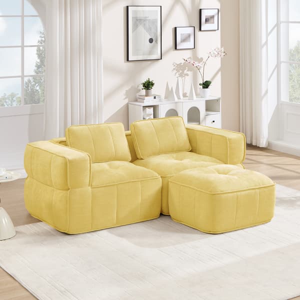 SONNENH 2-sitssoffa, Polyester, Gul, 198 × 162 × 67 cm