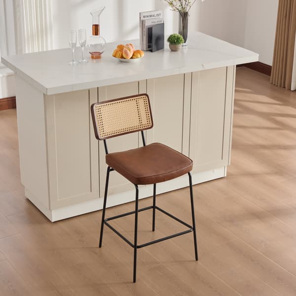 SONNENH Barstol – set med 2, PU, Brun, 46,2 × 59,8 × 96,5 cm