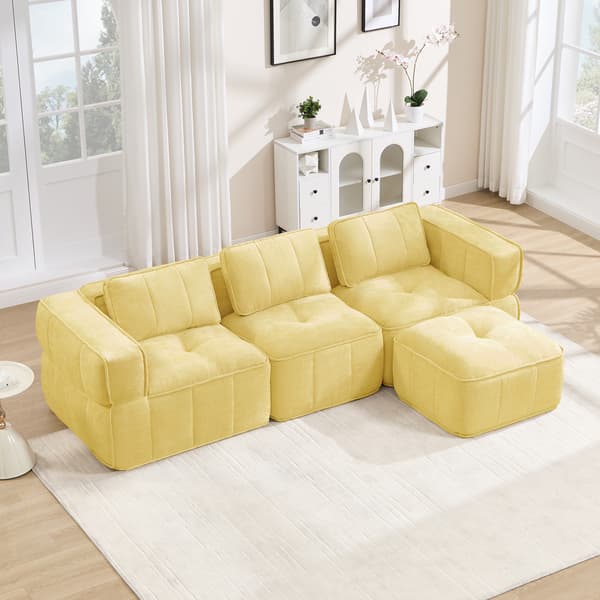 SONNENH 3-sitssoffa, Polyester, Gul, 271 × 162 × 67 cm