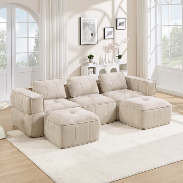 SONNENH 3-sitssoffa, Polyester, Beige, 271 × 162 × 67 cm