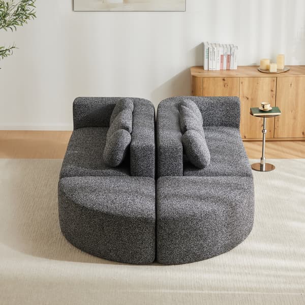 SONNENH Modulär bäddsoffa med sovfunktion, helt komprimerad molnsoffa, chenille, ingen montering, svart, B292 x D165 x H68 cm