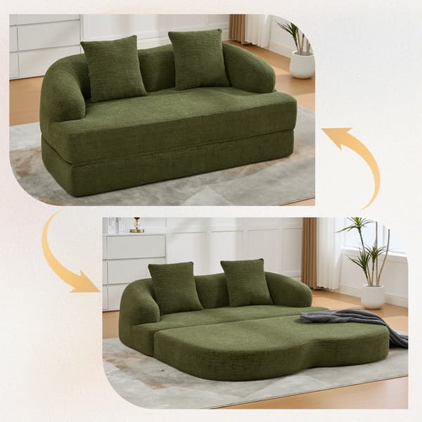 SONNENH Bäddsoffa, Chenille, Grön, 157 × 84 × 65 cm