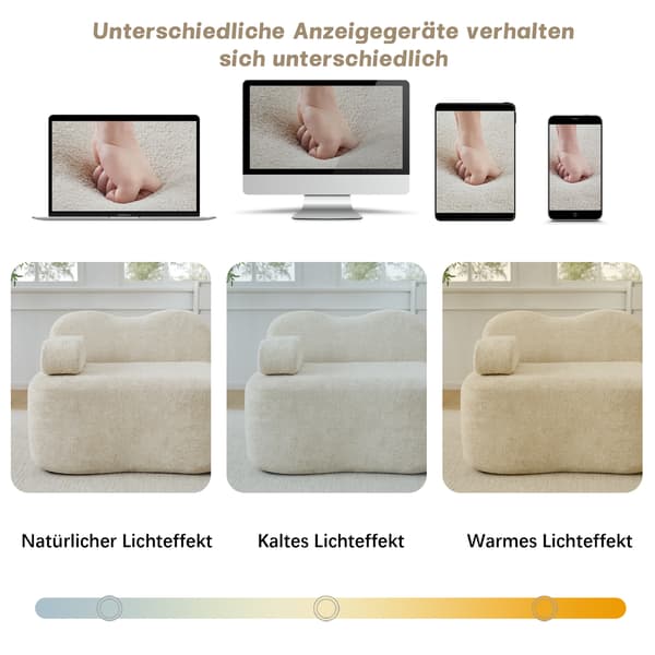 SONNENH Ottoman Fløjl-Beige