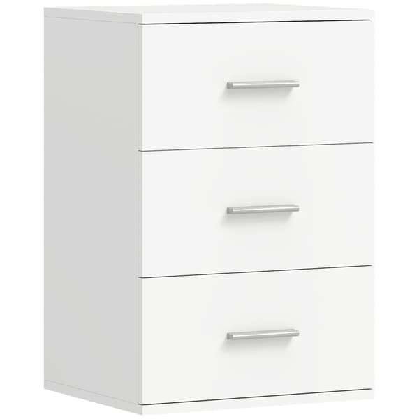 SONNENH 3 Drawer Bedside Table Side Chest för sovrum MDF White