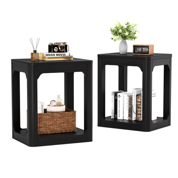 SONNENH Sidebord – sæt med 2, MDF, Sort, 50 × 40 × 60 cm