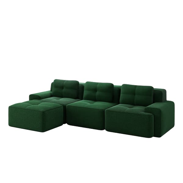 SONNENH Cloud Modular Sofa Boneless L Formet Sofa, Modular Sofa med Ottoman, Modular Cloud Sofa, 3 Sæder Corduroy Cloud Sofa til levende værelse
