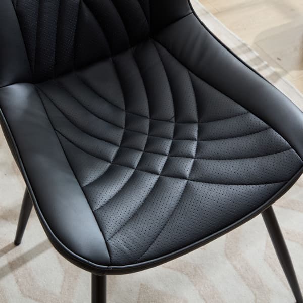 SONNENH Spisestuestol – sæt med 2, PU-kunstlæder, Sort, 64 × 50 × 77 cm