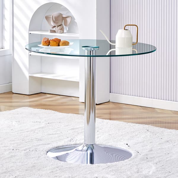 SONNENH Matbord, Glas / Metall, Silverfärgad, 85 × 85 × 76 cm