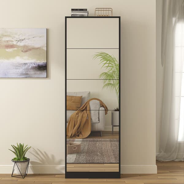 SONNENH Skoskab, MDF, Sort, 63 × 23,6 × 185 cm