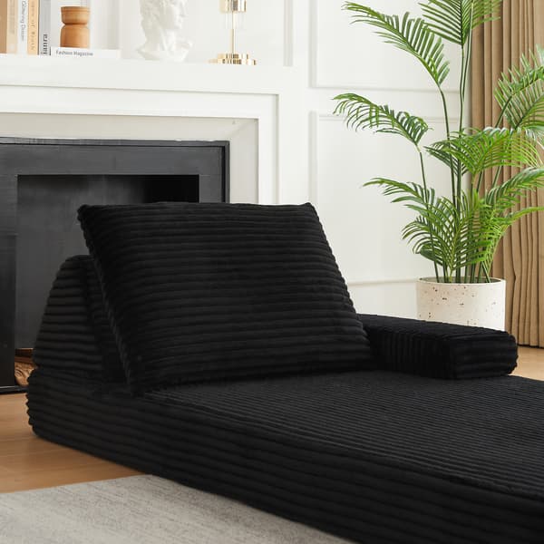 SONNENH Sofa, Fløjl / Skum, Sort, 211,5 × 106,5 × 48 cm