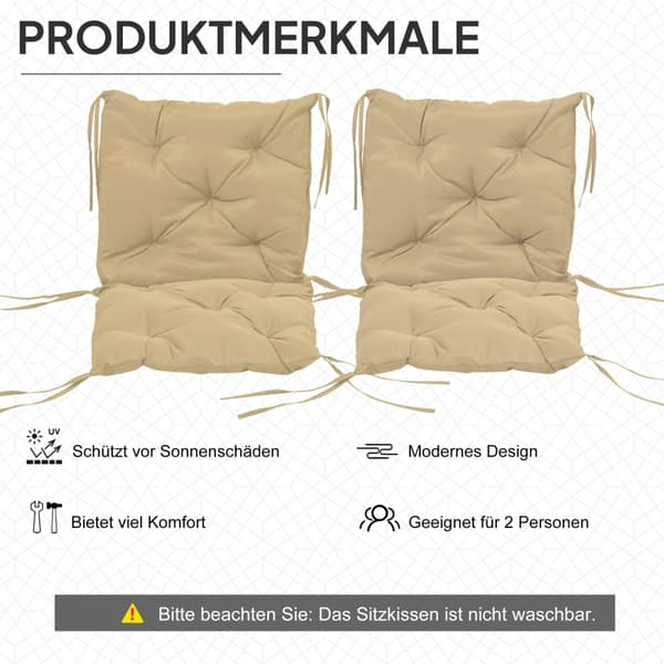 SONNENH Siddehynde – sæt med 2, Polyester, Khaki, 98 × 50 × 8 cm