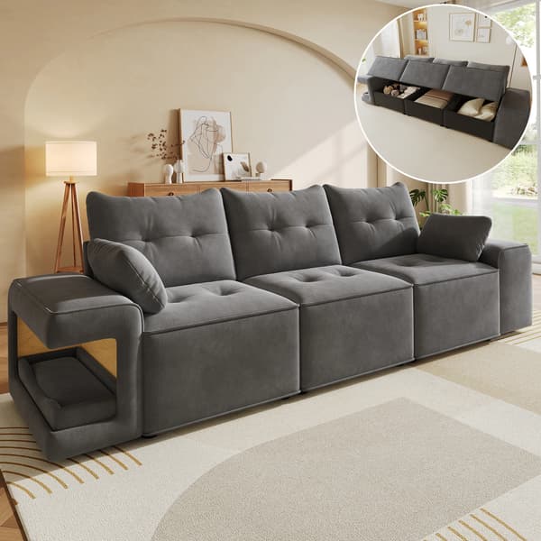 SONNENH Moderne modulær 3- sædersofa med brede armlæn, cloud sofa, integreret opbevaring, polstret kæledyr område