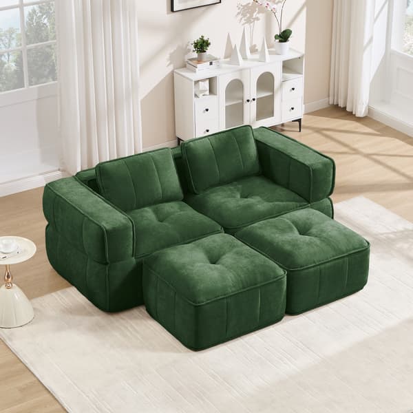 SONNENH 2-sitssoffa – set med 2, Polyester, Grön, 198 × 162 × 67 cm
