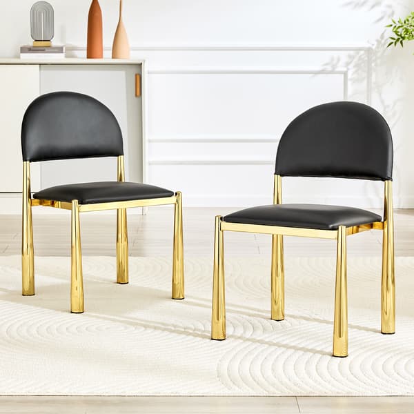 SONNENH Spisestuestol – sæt med 2, PU, Sort, 45 × 48 × 80 cm