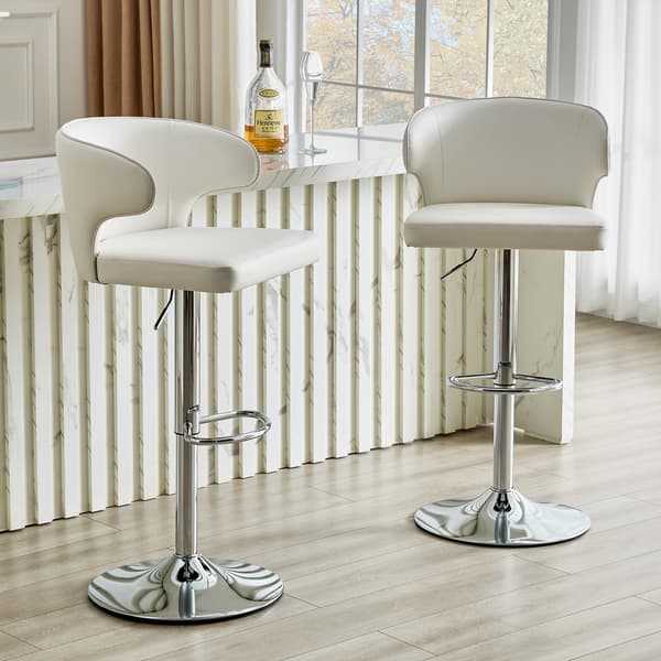 SONNENH Barstol – set med 2, PU, Vit, 49,7 × 45 × 110 cm