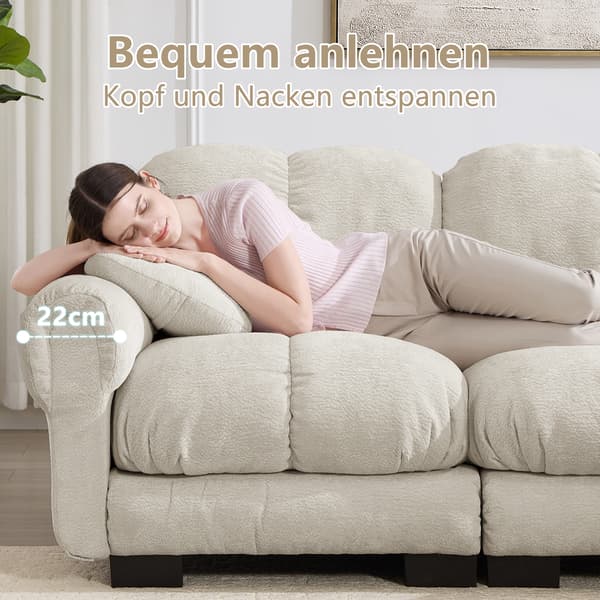 SONNENH 2-sitsig Chenille Sofa, L-formad Modular Corner Sofa, Fine Quilted Design, Elegant Style, Thick Seat Cushions, Soft & Supportive