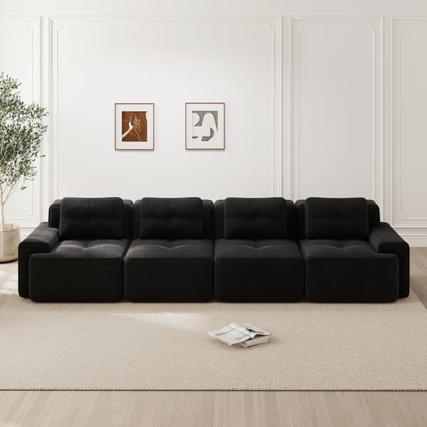 SONNENH Boneless Sofas för vardagsrum, Modular Sofa, 4 Seater Comfortable Upholstered Deep Seat Corduroy Cloud Sofa, Montering Gratis Soffa