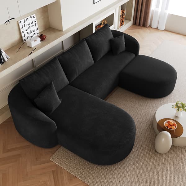 SONNENH 266 cm U- formet hjørne sofa, svamp kompression sofaer, udbenet modulær sofa, kompression sofaer til stue, soveværelse, lejlighed