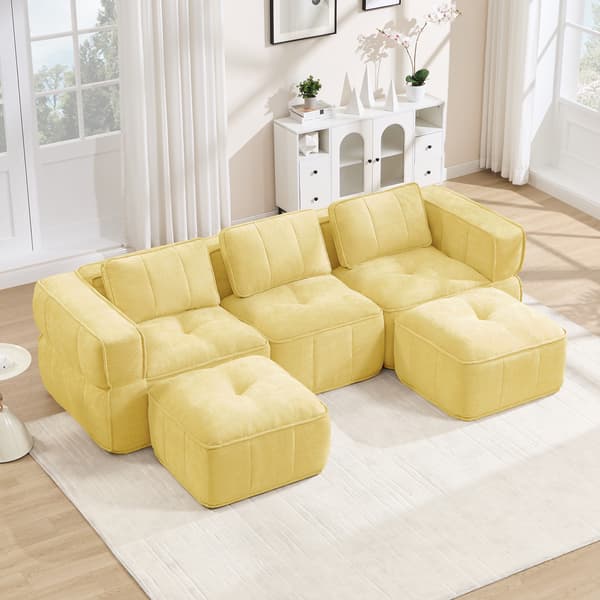 SONNENH 3-personers sofa, Polyester, Gul, 271 × 162 × 67 cm