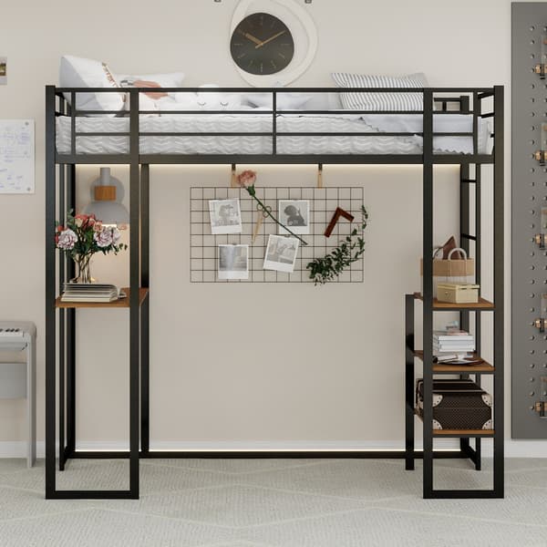 Køjeseng, 100 x 180 cm, sort, med opbevaring, med sengegavl