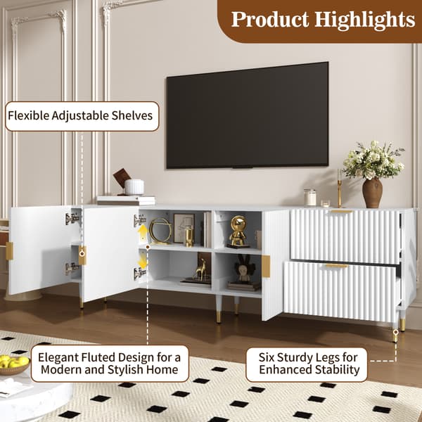 SONNENH TV-bord, MDF / Spånplade, Hvid, 170 × 35,5 × 55 cm