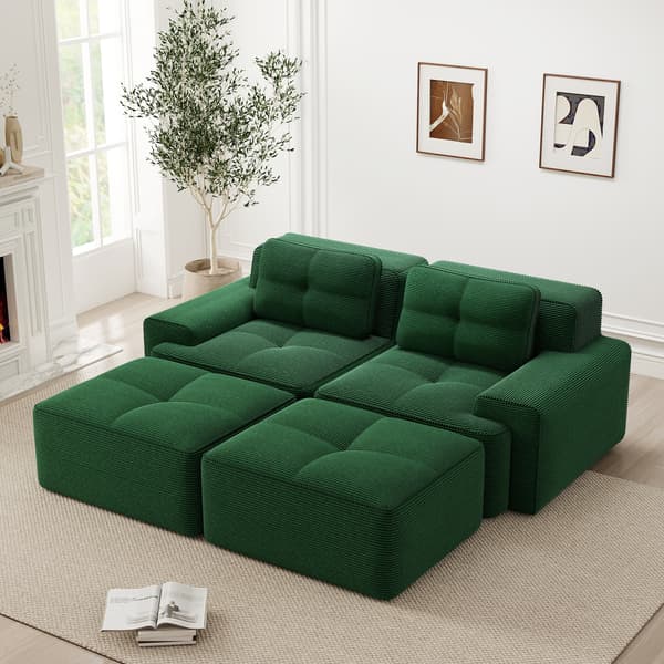 SONNENH Cloud Modular Sofa Boneless U- Shaped Sofa, Komfortabel Corduroy Cloud Sofa, Modular Sofa med Ottoman, Modular Two-Seater Sofa