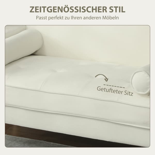 SONNENH 2-sits soffa Dubbelsitssoffa med gummiträben Stoppad soffa för vardagsrummet Sovrum Creme White
