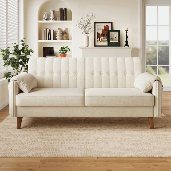 SONNENH 2-sitssoffa, Chenille, Beige, 161,5 × 79 × 83,5 cm
