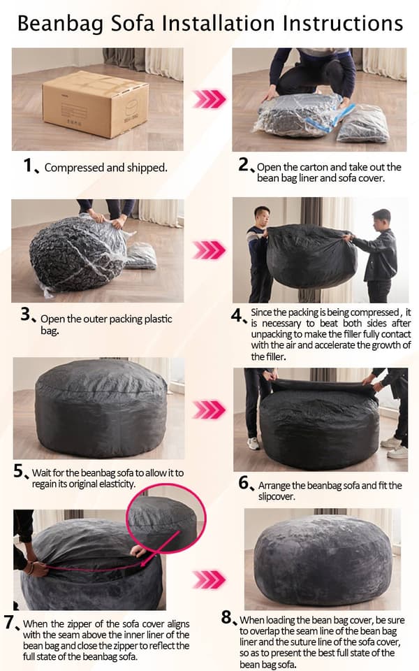 SONNENH Sækkestol, Skum, Mørkegrå, 90 × 90 × 50 cm